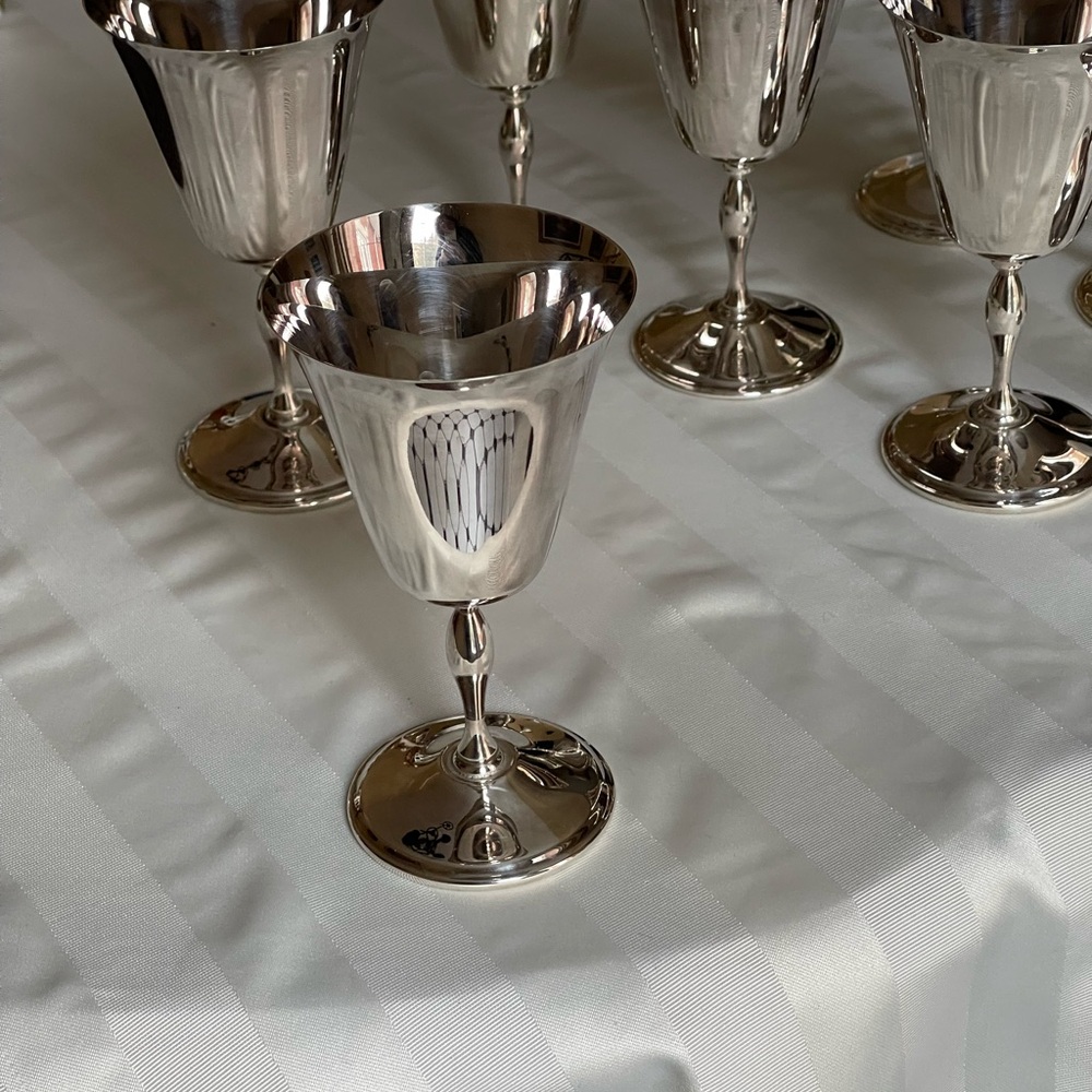 Silver plated Wine glasses Goblet Set x8 - Picture 5 of 6